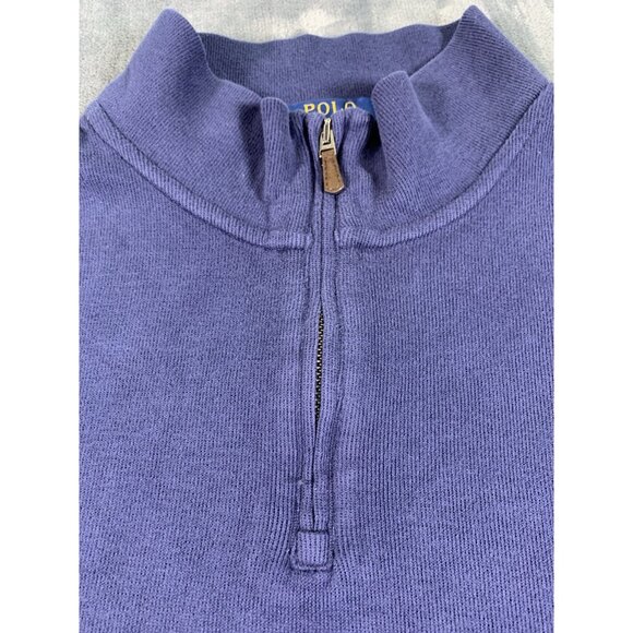 Polo Ralph Lauren Sweater Mens 2XL XXL Estate Rib Quarter Zip Navy Blue Preppy - Picture 3 of 8